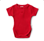 Red Short Sleeve Organic Bodysuit