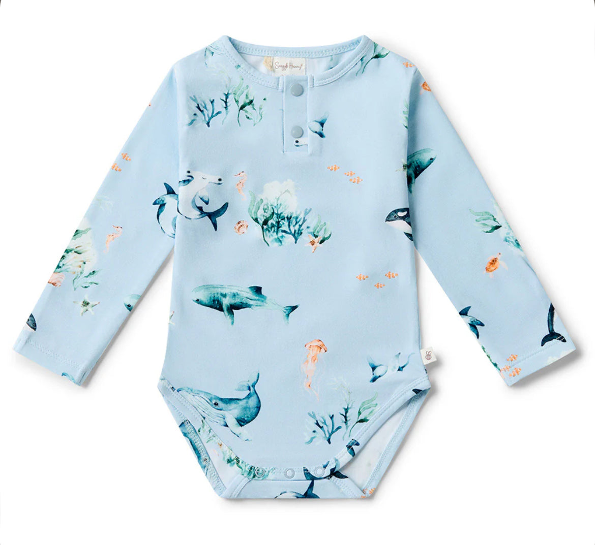 Blue Ocean Long Sleeve Organic Bodysuit