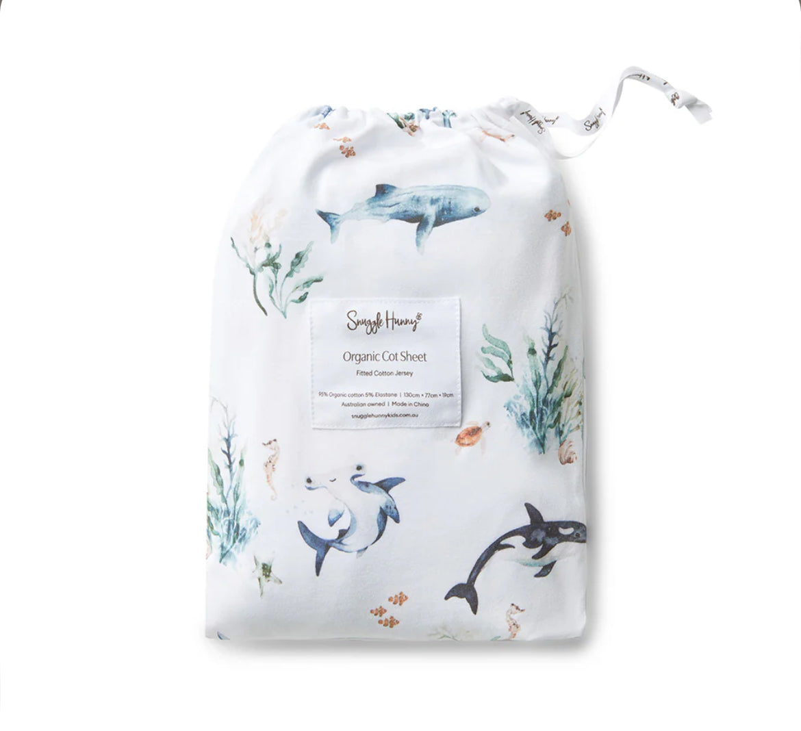 Ocean Organic Fitted Cot Sheet