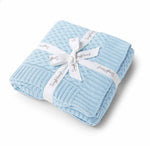 Baby Blue Diamond Knit Organic Baby Blanket