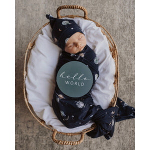 Milky Way | Baby Jersey Wrap & Beanie Set