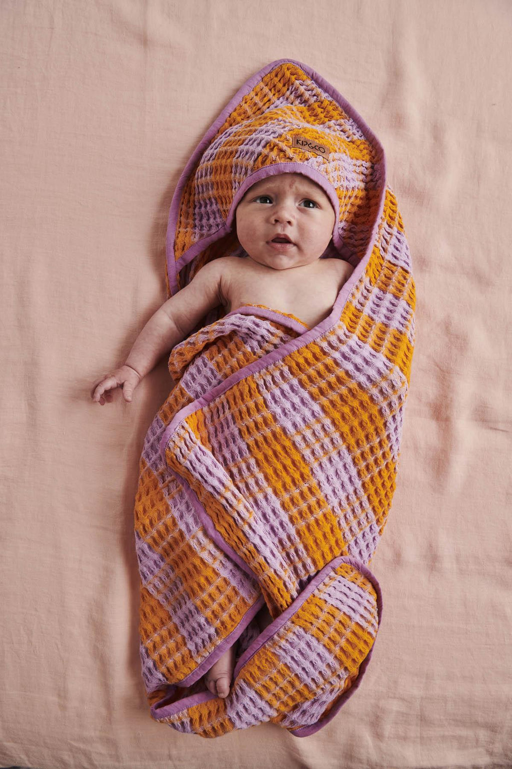 Butterscotch Check Waffle Baby Towel One Size