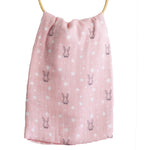 MUSLIN SWADDLE BUNNY STAR PINK