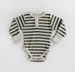 Olive Stripe Long Sleeve Bodysuit