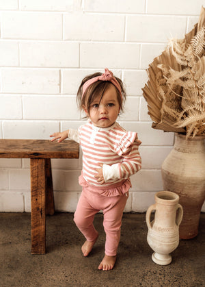 Rose Stripe Long Sleeve Bodysuit