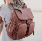 Faux Leather Nappy Backpack - Dusty Rose