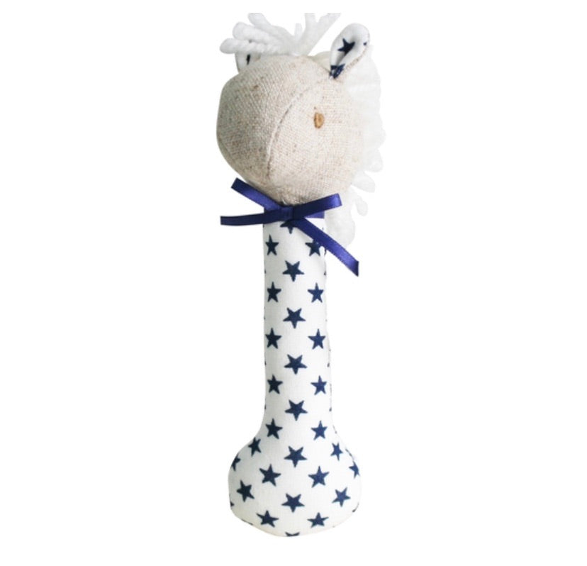 Horse Stick Rattle White Navy Star